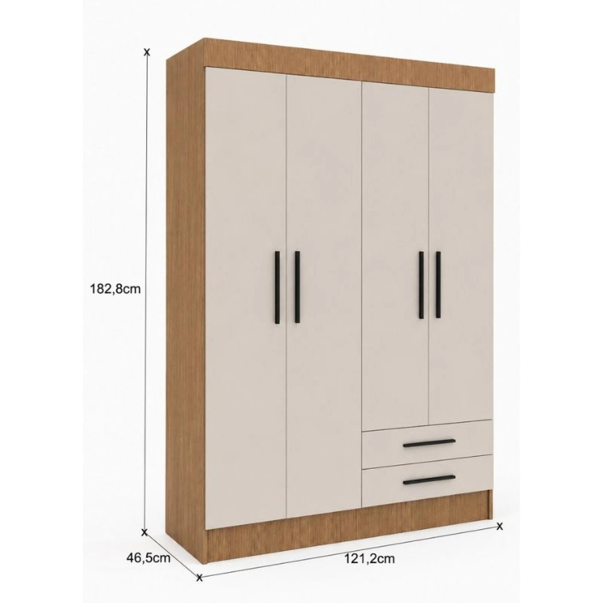 ROPERO 4 PUERTAS 2 CAJONES BARCELONA - MIEL/ARENA