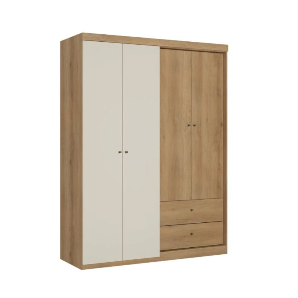 ROPERO 4 PUERTAS 2 CAJONES PRISMA - CAPUCCINO/OFF WHITE