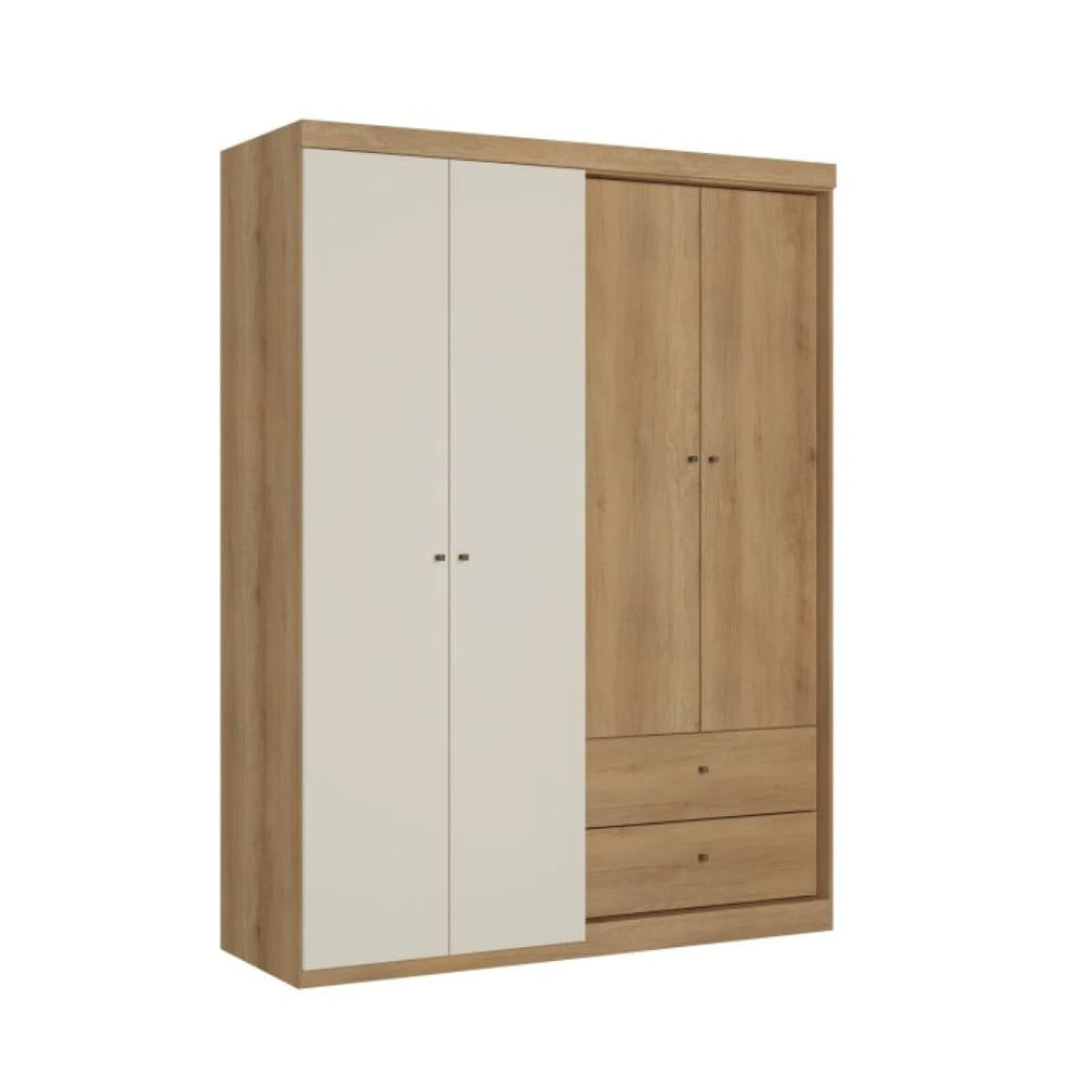 ROPERO 4 PUERTAS 2 CAJONES PRISMA - CAPUCCINO/OFF WHITE