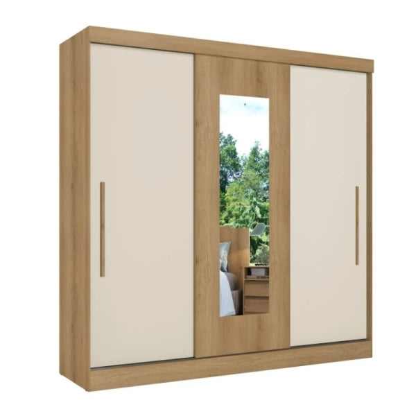 ROPERO 3 PUERTAS CORREDIZAS CON ESPEJO - CAPUCCINO/OFF WHITE O NEGRO